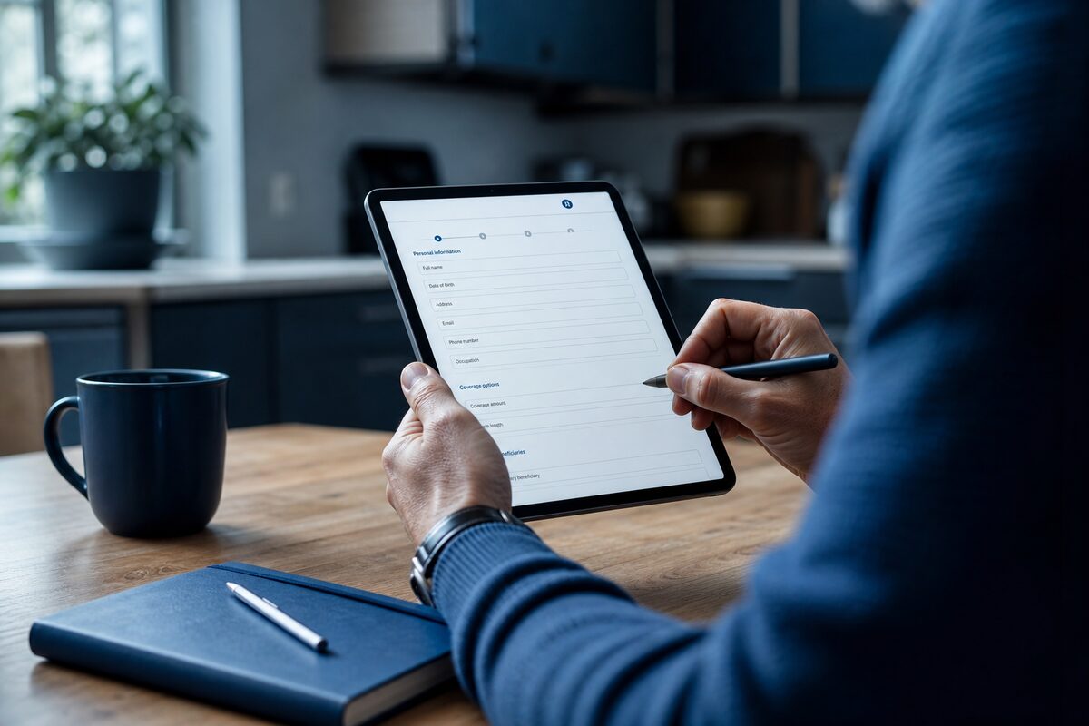 A client and agent reviewing an application together
