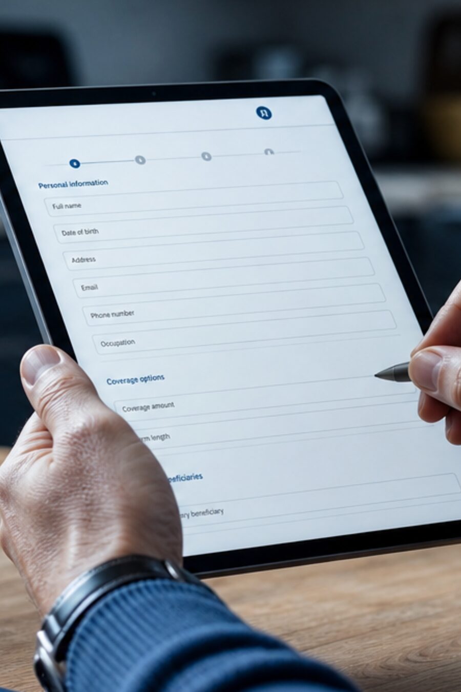 A client and agent reviewing an application
