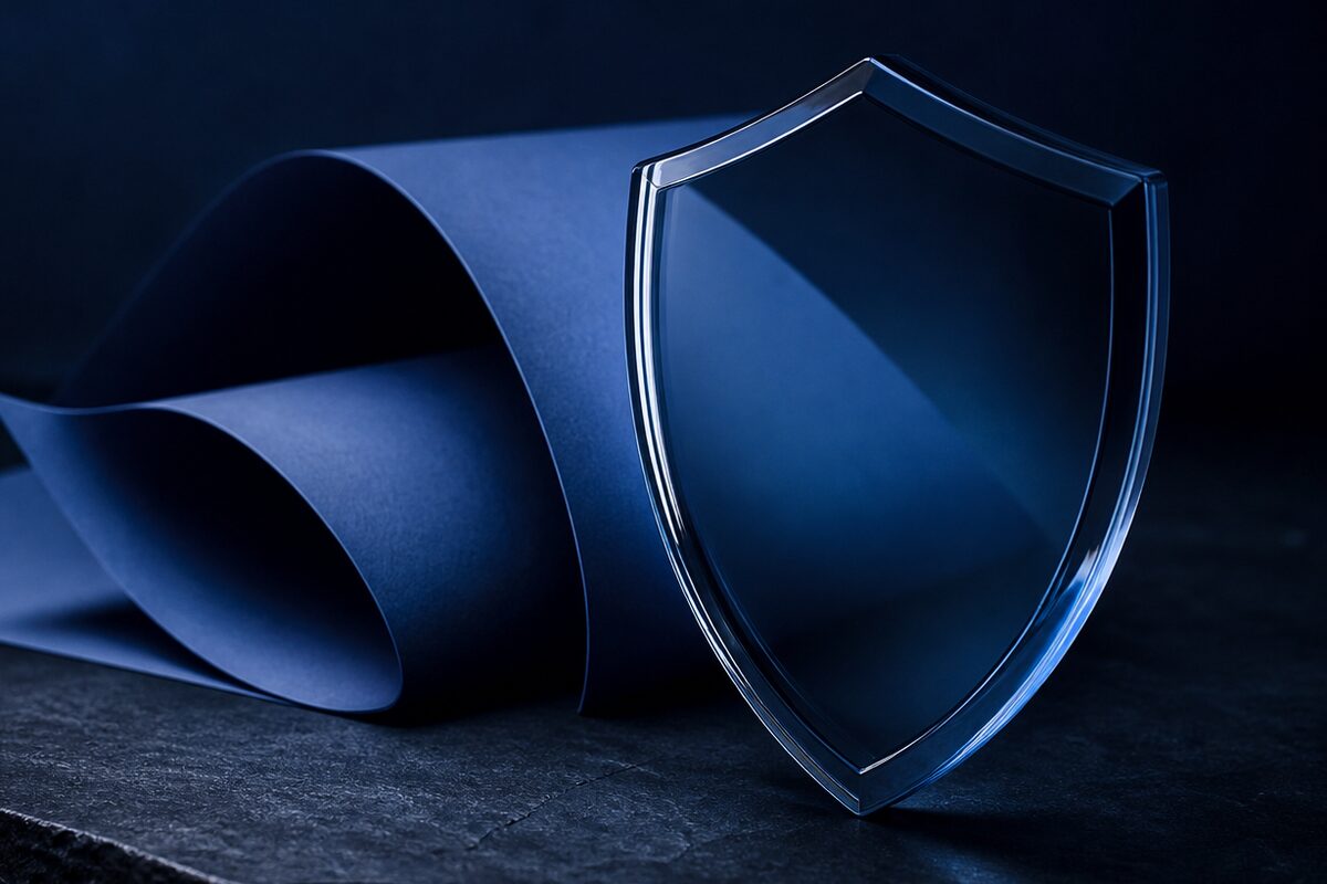 Product planning documents arranged on a dark surface
